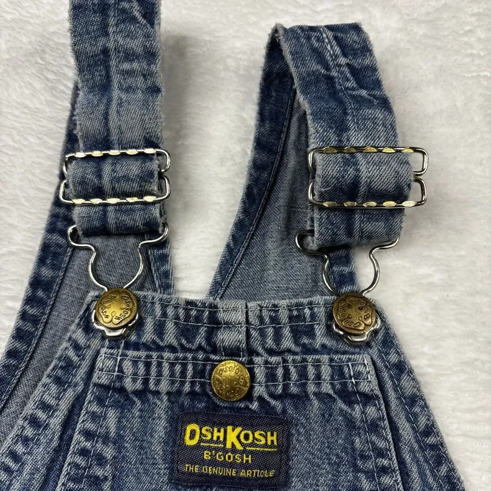 Rare Vtg OshKosh Vestbak Overalls Size 3T USA 80s Denim Paper Tag Great FADE - Picture 7 of 16